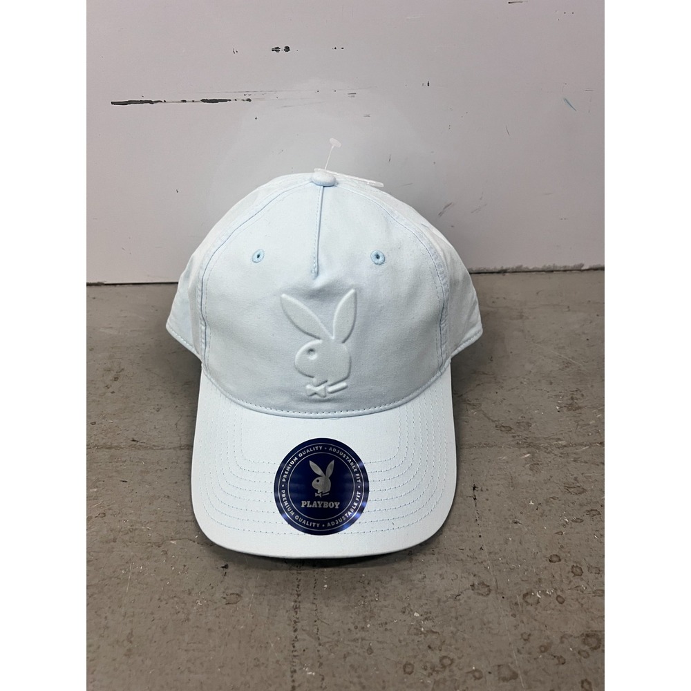 Playboy Embossed Bunny Dad Hat Unisex Blue Adjustable Curved Brim Outdoor NWT